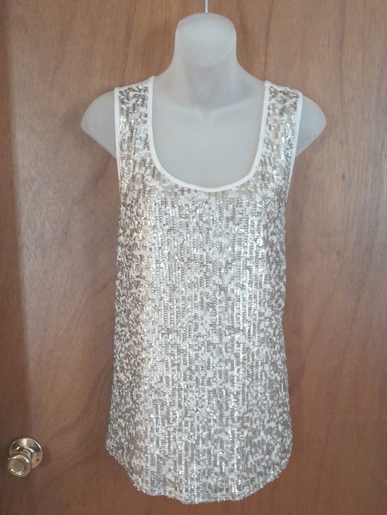 C Est. 1946 Tops - Sleeveless White Sequin Tank Top